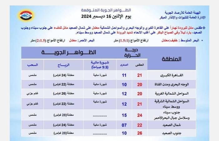 درجة
      الحرارة
      في
      القاهرة..
      حالة
      الطقس
      اليوم
      الإثنين
      16
      ديسمبر
      2024 - غاية التعليمية